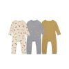 Baby Floral & Animals Print Pattern Long Sleeves Soft Jumpsuit - 66 (3-6M) - Apricot