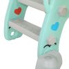 5 in 1 Slide and Swing Playing Set, Toddler Extra-Long Slide with 2 Basketball Hoops, Football, Ringtoss, Indoor Outdoor XH - Gray green