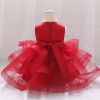 Baby Girl Sequins Patched Design Sleeveless Tutu Style Baptism Birthday Dress - 73 (6-9M) - Light Pink