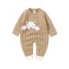 Baby Bear Jacquard Design Long Sleeve Cute Knitted Jumpsuits - 66 (3-6M) - Grey