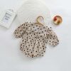 Baby Girl Polka Dot Pattern Little Flying Sleeve Loose Bodysuit - 66 (3-6M) - Brown