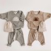 Baby Rainbow Sun Pattern Hoodies Combo Pants Sets - 73 (6-9M) - Brown