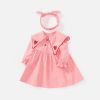 Baby Girl Solid Color A-Line Style Loose Lapel Long Sleeve Dress - 73 (6-9M) - Pink