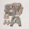 Baby Rainbow Sun Pattern Hoodies Combo Pants Sets - 73 (6-9M) - Brown