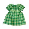 Baby Girls Plaid Pattern Pull-Sleeved Design O-Neck Long Dress In Summer - 80 (9-12M) - Green