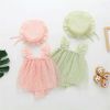 Baby Girl 1pcs Solid Color Heart Graphic Mesh Overlay Sleeveless Dress & Hat - 66 (3-6M) - Green