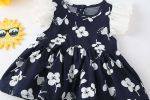 Baby Girls Floral Print Single Breasted Design O-Neck Sleeveless Onesies Dress In Summer - 66 (3-6M) - Black