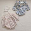 Baby Flower Pattern Stand Collar Long Sleeve Onesies - 66 (3-6M) - Blue