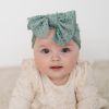 3 PCs White Green Pink Children Baby Solid Color Summer Breathable Porous Sleeve Cap Bow Fetal Cap - White green powder 3 piece set