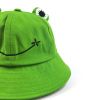 Children's Korean-Style Cute Frog Fisherman Hat Cotton Embroidered Sun Hat Warm Ear Protection Basin Hat - Children Green - Free size