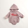 Baby Letter Print Pattern Solid Color Thickened Cotton Onesies - 66 (3-6M) - Grey