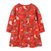 Baby Girl Floral Graphic Long Sleeve A-Line Design Loose Christmas Dress - 90 (12-24M) - Red