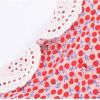 Baby Girl Ditsy Flower Print Hollow Carved Neck Knitted Waist Dress - 90 (12-24M) - Red