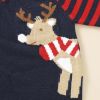 Baby Cartoon Elk Graphic Side Striped Sleeve Knitted Romper - 59 (0-3M) - Red