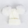 Children Pom Pom Bobble Hat Accessories - B-White