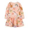 Baby Girl Cartoon Print Pattern O-Neck Long Sleeve Pullover Dress - 90 (12-24M) - Pink