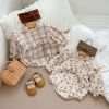 Baby 1pcs Print Pattern Ruffle Design Long Sleeve Onesies - 66 (3-6M) - Apricot