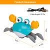 Crawling Crab Baby Toy with Music and LED Light for Kid Interactive Learning Toy Automatically Avoid Obstacles Walking Dancing Toy - Crab