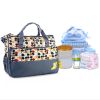 5PCS Baby Nappy Diaper Bags Set Mummy Diaper Shoulder Bags w/ Nappy Changing Pad Insulated Pockets Travel Tote Bags - Grey