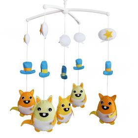 Handmade Cute Yellow Cartoon Baby Crib Mobile Nursery Room Decor Musical Mobile Crib Toy for Girls Boys