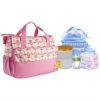 5PCS Baby Nappy Diaper Bags Set Mummy Diaper Shoulder Bags w/ Nappy Changing Pad Insulated Pockets Travel Tote Bags - Pink