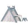 Kids Play Tent - 4 in 1 Teepee Tent with Stool and Climber, Foldable Playhouse Tent for Boys & Girls - as Pic