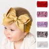 Baby Big Flower Bowknot Hairband Soft Nylon Girls Headband Elastic Kids Turband - Purple