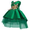 Baby European American Embroidered Design One-Shoulder Tuxedo Dress - 100 (2-3Y) - Green