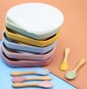 Baby Silicone Compartment Plate With Wooden Spoon - Average Size (0-8Y) - White