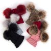 Children Pom Pom Bobble Hat Accessories - A-Red