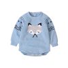 Baby Cartoon Fox Graphic Long Sleeves Triangle Knitted Romper Jumpsuit In Autumn - 73 (6-9M) - Blue