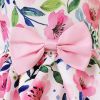 Baby Girl Flower Graphic Bow Patched Design Princess Screen Dress - 100 (2-3Y) - Pink