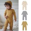 Baby Floral & Animals Print Pattern Long Sleeves Soft Jumpsuit - 66 (3-6M) - Apricot