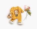 Baby Cartoon Pattern Side Snap Button Design Long Sleeved Romper - 66 (3-6M) - Orange