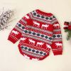 Baby Christmas Deer Pattern Shoulder Button Design Long Sleeved Onesies - 73 (6-9M) - Navy Blue