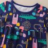 Baby Girl Print Pattern Long Sleeve Soft Cotton Princess Dress - 90 (12-24M) - Navy Blue (Dark Blue)