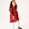 Baby Girl Floral Graphic Long Sleeve A-Line Design Loose Christmas Dress - 90 (12-24M) - Red