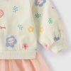 Baby Girl Cartoon Print Pattern Mesh Patchwork Design Hoodie Dress - 90 (12-24M) - White