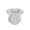 Baby Girl Solid Color Embroidered Design Cute Fashion Triangle Onesies - 66 (3-6M) - White