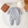 Baby Solid Color Quilted Long Sleeve Thickened Cotton Jumpsuit - 66 (3-6M) - White