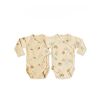 Baby Boy And Girl Flower Pattern Side Belted Design Soft Cotton Onesies - 66 (3-6M) - Apricot